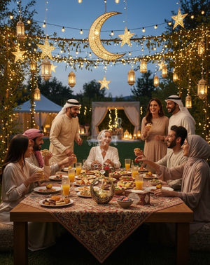 Islamic Round Crescent Frame with Hanging Golden Dome Showpiece